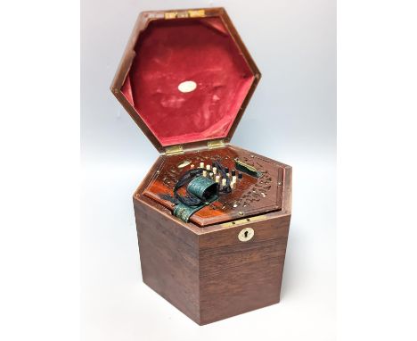 A 19th century rosewood 48 button cased concertina, by Butler, Haymarket, London, rosewood box, damage