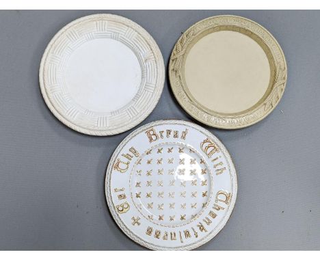Three Victorian ceramic bread serving platters, 36cm
