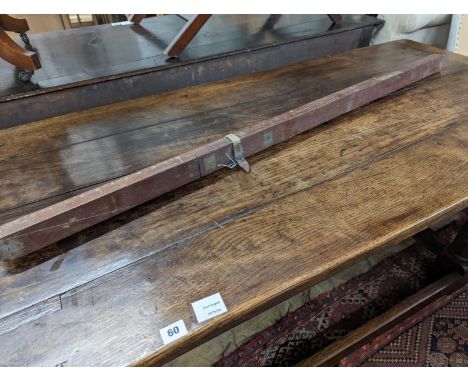 A Houghton &amp; Butcher brass mounted mahogany surveyor's tool, circa 1910, length 126cm