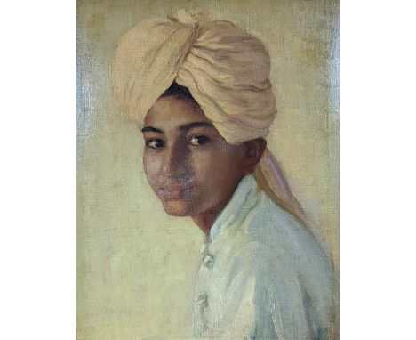 20th century English School, oil on canvas, Portrait of an Sikh youth', 49 x 39cm