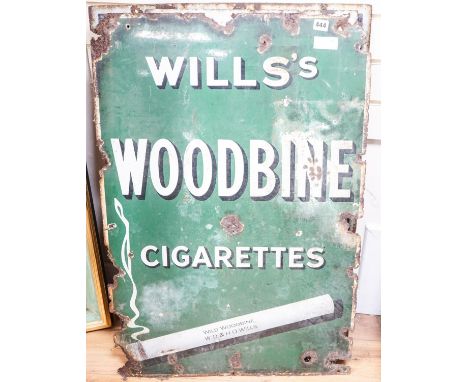 Three enamel advertising signs, one in poor condition, tallest 92cm