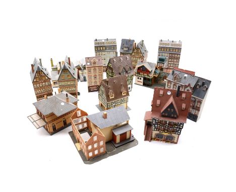 Faller OO/HO gauge model railway trackside buildings, fourteen including factory workshopQty: 14