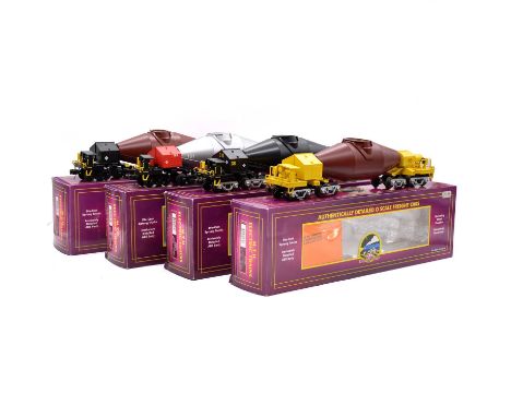 MTH O gauge model railway freight cars, four including ref. 20-98669 GCSX hot metal car no. 48; ref. 20-98670 ISG hot metal c