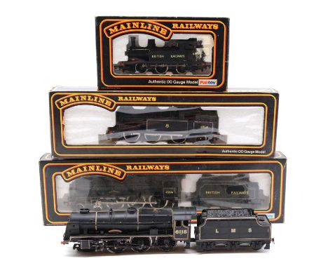 Mainline OO gauge model railway steam locomotives, four including ref, 37-076 BR 4-6-0 rebuilt Patriot class steam locomotive