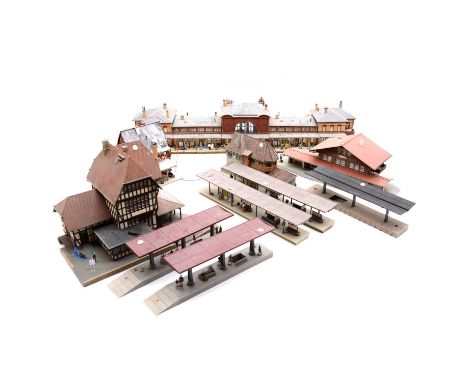 Vollmer OO/HO gauge model railway trackside buildings, nine including cathedral, two terrace housing units, and othersQty: 9