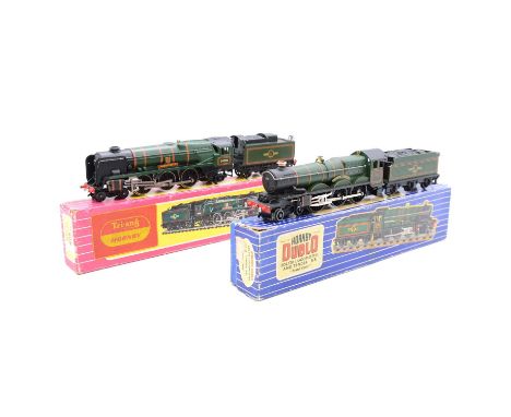 Hornby Dublo OO gauge model railway steam locomotives and tenders, two including ref. 2235 BR 4-6-2 West Country class 'Barns