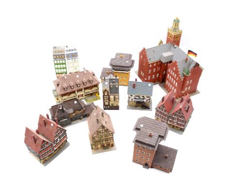 Faller, Kibri and Vollmer OO/HO gauge model railway trackside buildings, ten station buildings including Bonn HBF station bui