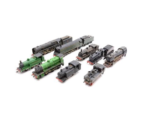 Nine OO/HO gauge model railway steam locomotives, including Marklin 0-6-0T tank locomotives, weathered; Lima 0-4-0T tank loco