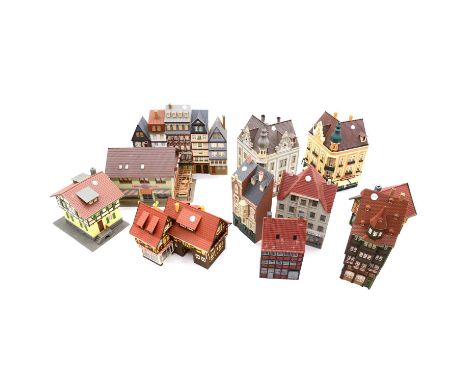 Eleven OO/HO gauge model railway trackside town buildings, including FallerQty: 11