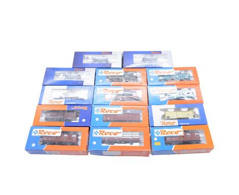 Roco HO gauge model railway freight wagons, fourteen including ref. 66232; ref. 46755; ref. 46266; ref. 56251 (x3); and other