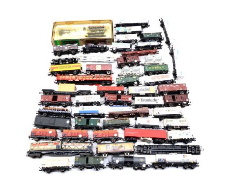 Fifty-three Piko, Fleischmann, Roco, Trix and other HO gauge model railway freight wagonsQty: 53