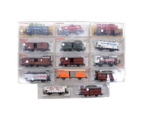 Fleischmann HO gauge model railway freight wagons, fourteen, including ref. 5810, ref. 5510, ref.5865, ref.5826 (x2); and oth