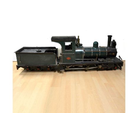A 5-inch gauge narrow gauge live steam locomotive and tender, scale model of South African Railways 4-4-0 class NG6 steam loc