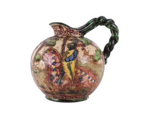 A large Italian Renaissance Revival elaborately decorated water pitcher, 30cm high.