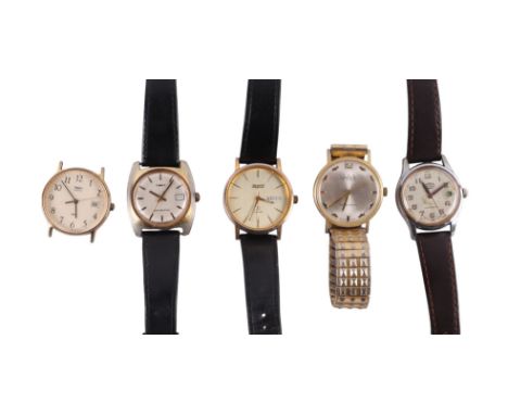 A vintage Roma Super-Shock gentleman's wristwatch with centre seconds and Arabic numerals; together with other vintage wristw