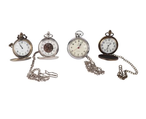 Three modern full hunter pocket watches; together with an open faced services stopwatch (4).