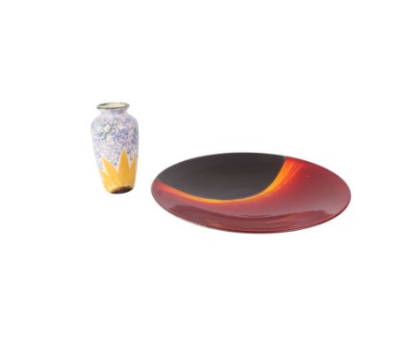 A Poole pottery Eclipse pattern charger 41cm diameter (second) together with a modern Poole vase (2)