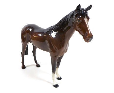 A Beswick 'Large Hunter' horse figurine, First Version, model 1734, brown - gloss, 28.5cm high. 