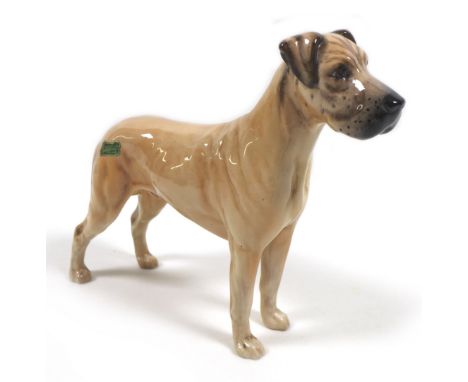 A Beswick 'Great Dane "Ruler of Oubourgh"' figurine, model 968, light sandy brown - gloss, 17.8cm.