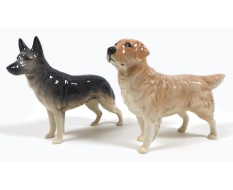 Two Beswick dog figurines, comprising a 'Golden Retriever "Cabus Cadet", model 2287, light golden brown - gloss, 14cm high, w