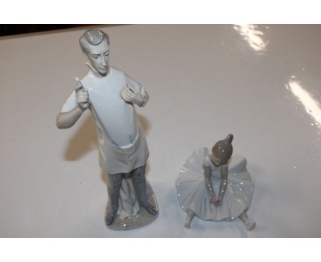 A Lladro figurine in the form of The Dentist; and a Nao figure 