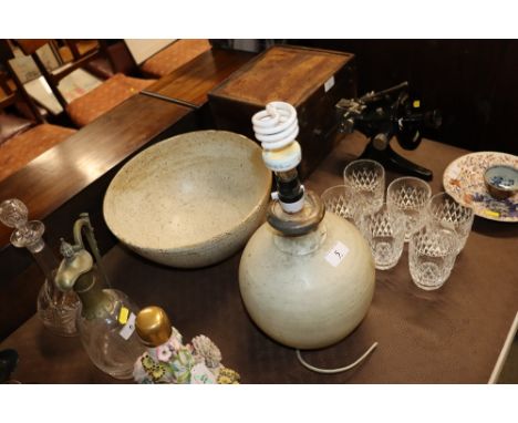 A Conwy pottery bowl and a Beach pottery table lamp