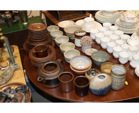 A collection of various Studio pottery to include bowls, vases, candlestick, tankard "The Best Is Good Enough For Brian"