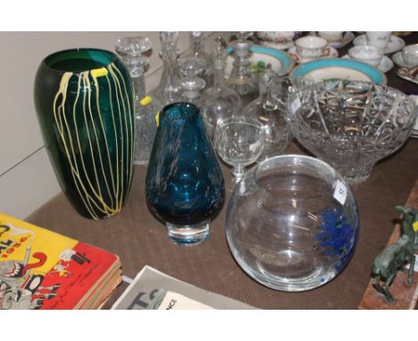 A West German Swiesel Art Glass vase; a Goebel glass vase and another