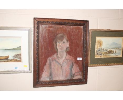 Ilene Thomas, pastel portrait dated 1981 in oak frame 