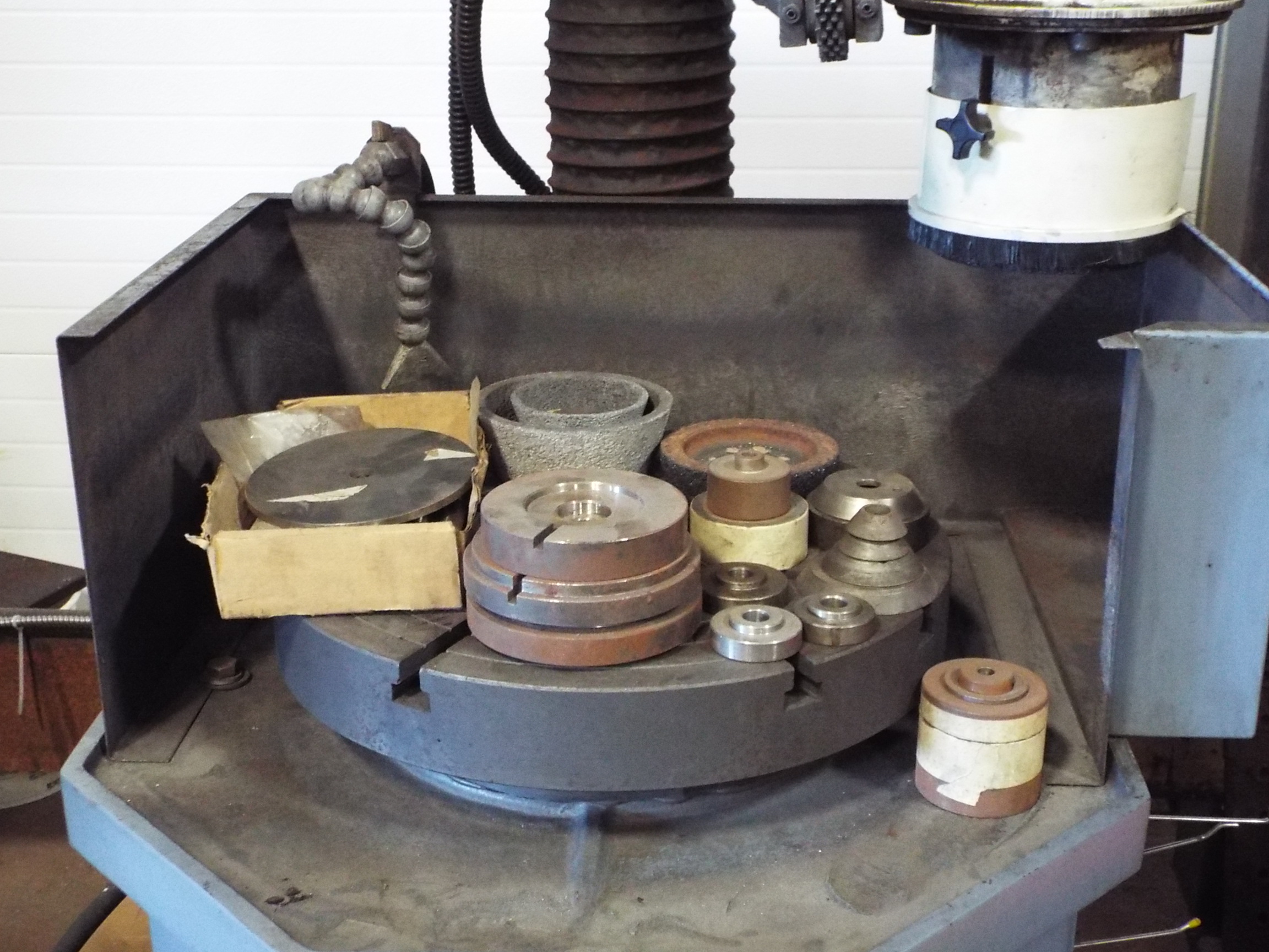 PETERSON FG24P Flywheel grinder with 6" dia cup wheel, 18" rotary work