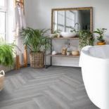 Trade Lot 12 x New Packs of Rigid Core Waterproof Premium Herringbone Flooring. (Light Grey) RRP £