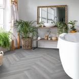 Trade Lot 18 x New Packs of Rigid Core Waterproof Premium Herringbone Flooring. (Light Grey) RRP £