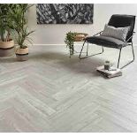 Trade Lot 18 x New Packs of Rigid Core Waterproof Premium Herringbone Flooring. (Light Grey) RRP £