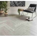 Trade Lot 12 x New Packs of Rigid Core Waterproof Premium Herringbone Flooring. (Light Grey) RRP £