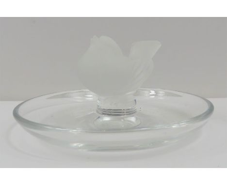 A Lalique glass trinket/ring tray, signed to the base