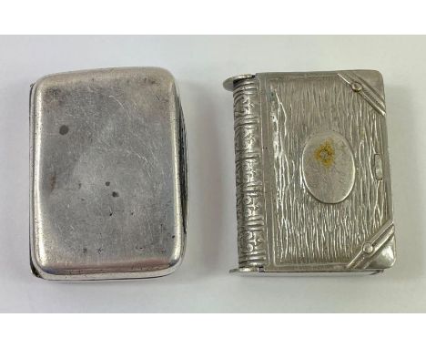 A silver snuff box, Birmingham, 24.55g gross; and a silver plated vesta