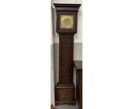 A 19th century oak cased longcase clock, with a brass dial 