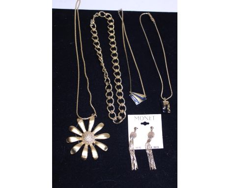 A selection of vintage designer costume jewellery including Monet, Anne Klein, Givenchy 