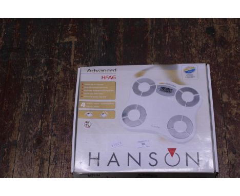 A set of new boxed digital bathroom scales 