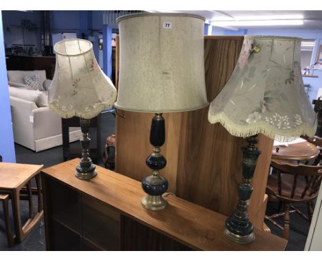 Three decorative table lamps