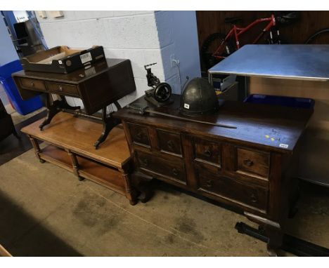 Coffee table, a sofa table and a small chest