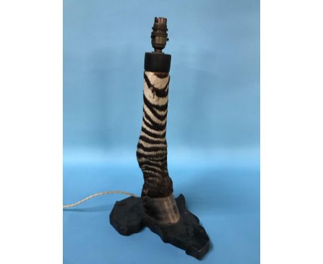 A Zebra's foot table lamp, H 36cm