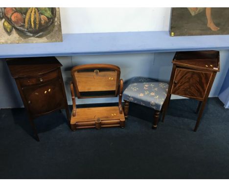 Dressing table mirror, stool and two bedside cabinets