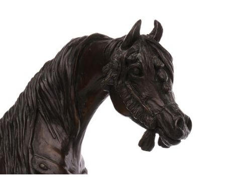 SALLY REECE, HEAD OF AN ARABIAN STALLION
bronze, signed to reverse, naturalistic modelled horse's head with traditional bridl