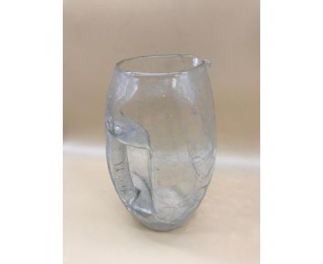 Early 1900's crackle Clear glass Koloman Moser pitcher by Johann Loetz. 