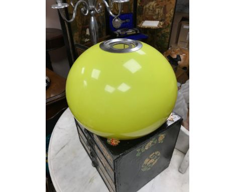 A 1970s Guzzini style lime green mushroom lamp plastic shade 