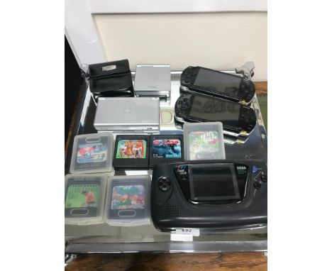 A lot of hand held console games which includes Sega, PSP &amp; Nintendo. Sega comes with games (unchecked) 