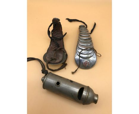 A Pair of Auxiliary fire services AFS WW2 Section officers shoulder rank scales epaulettes &amp; large whistle. 