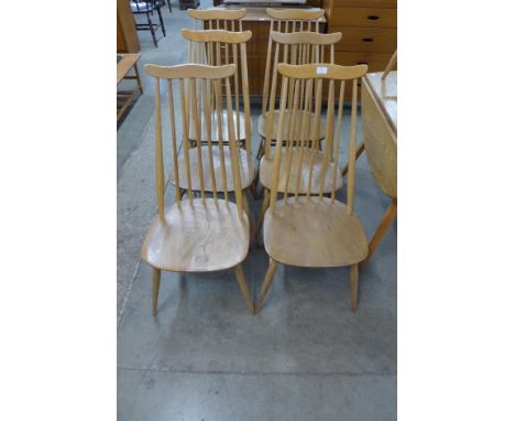 A set of six Ercol Blonde elm and beech Goldsmith chairs 