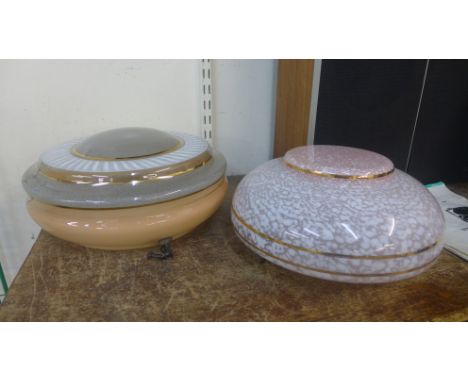 Two vintage glass light shades 
